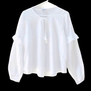 𝅺NEW Splendid White Boho Bishop Sleeved Top